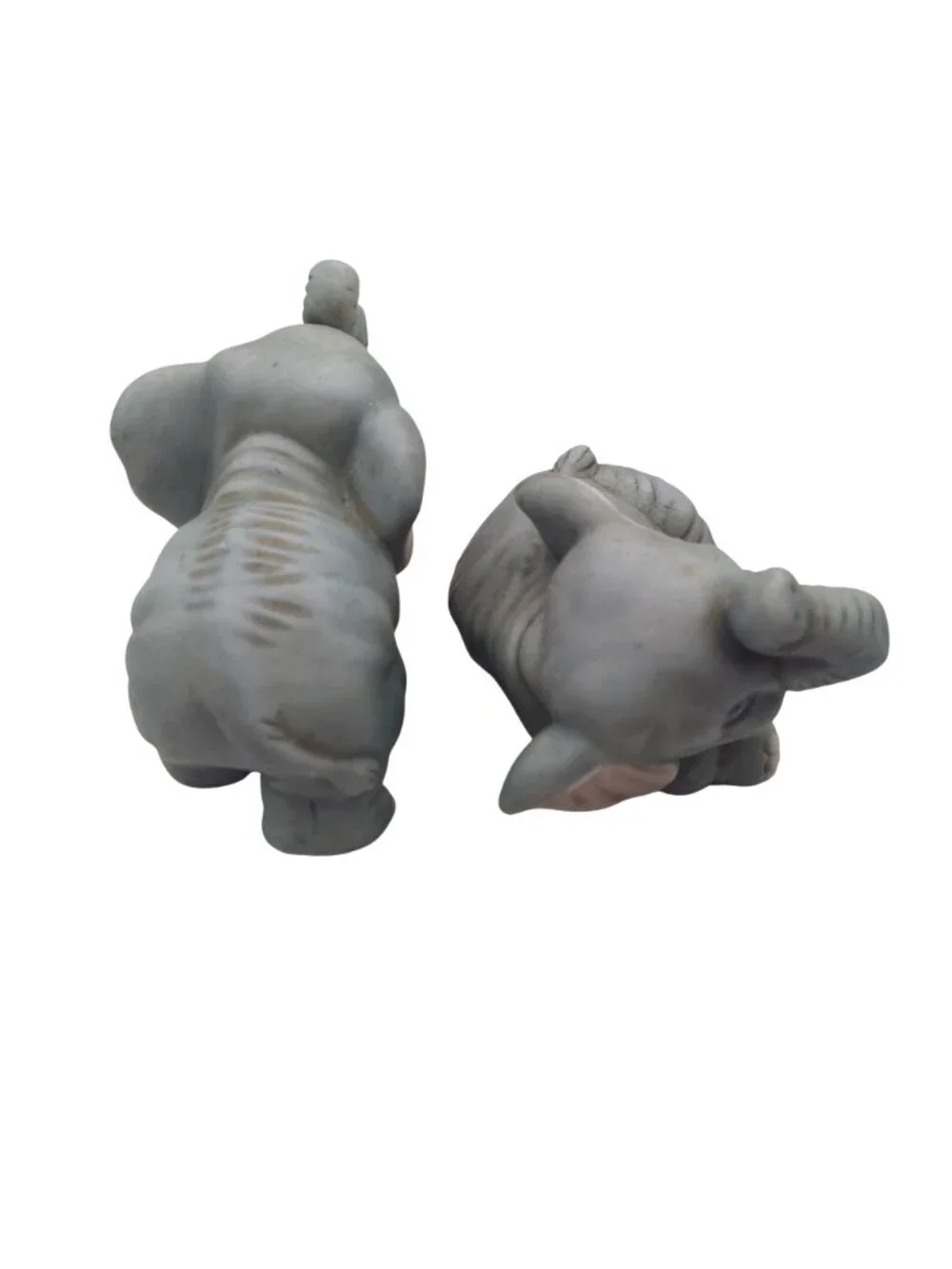 Homco Baby Elephant Figurine Set Of 2 Vintage Home Interiors Gray Trunk Up 1400